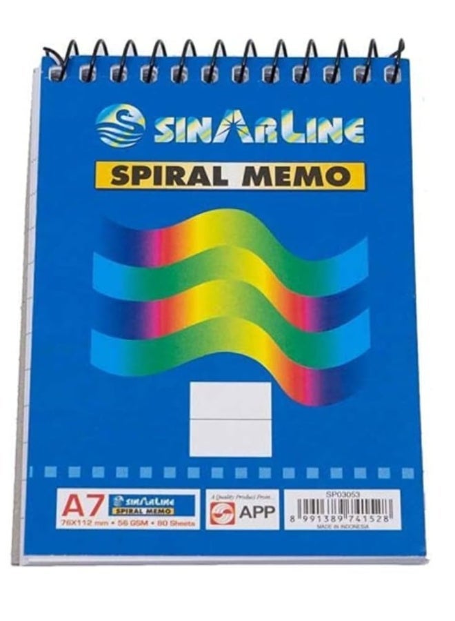 SINARLINE - Spiral Notebook, 80 Sheets, 56 gsm, A7 Size - Pack of 10 - Image 2